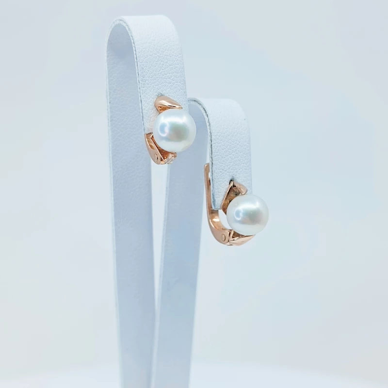 Auksiniai auskarai su perlais 0023 2