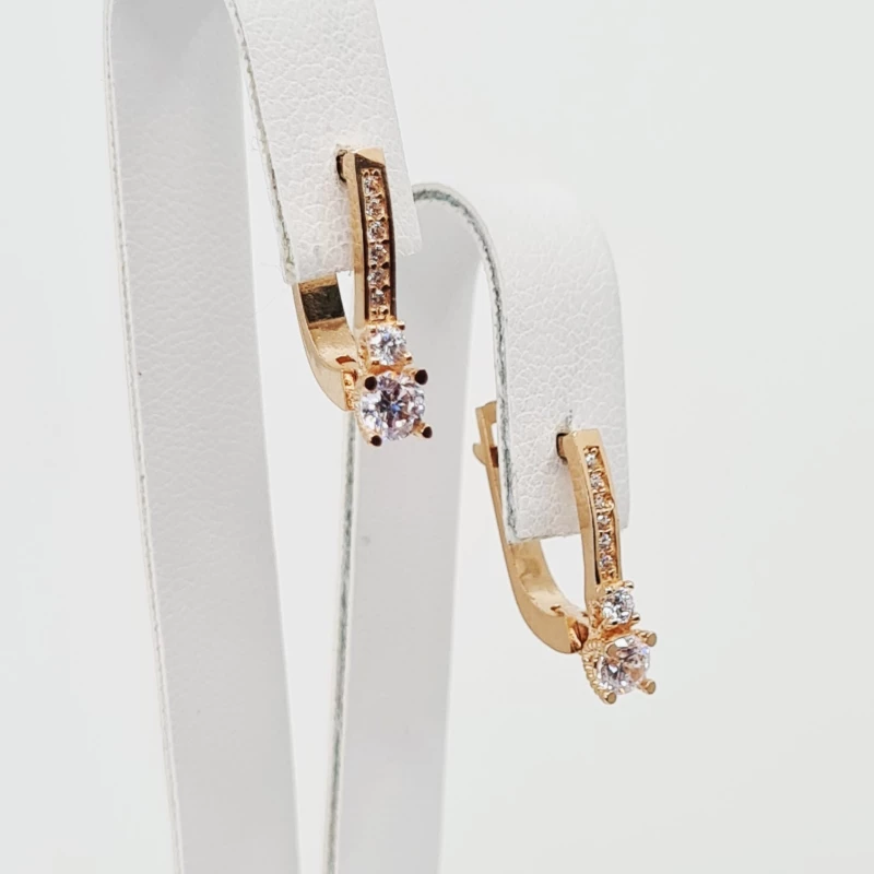 Auksiniai auskarai su cirkonio akmenimis 0409 2