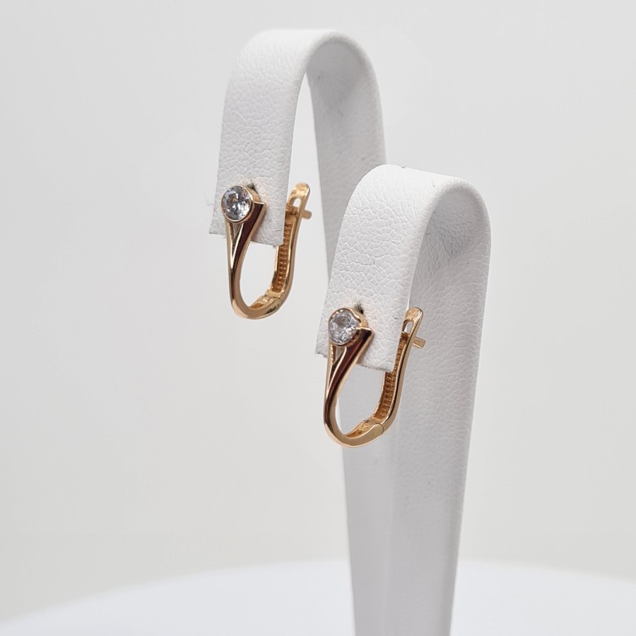 Auksiniai auskarai su cirkonio akmenimis 0523
