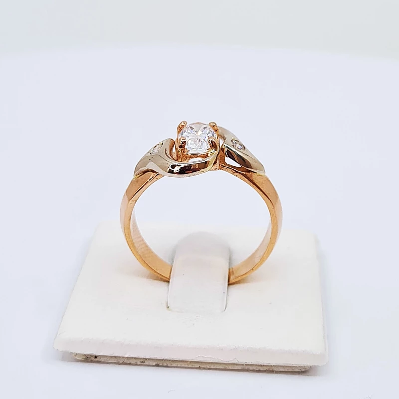 Auksinis žiedas su baltu auksu ir cirkonio akmenimis Z0083 2