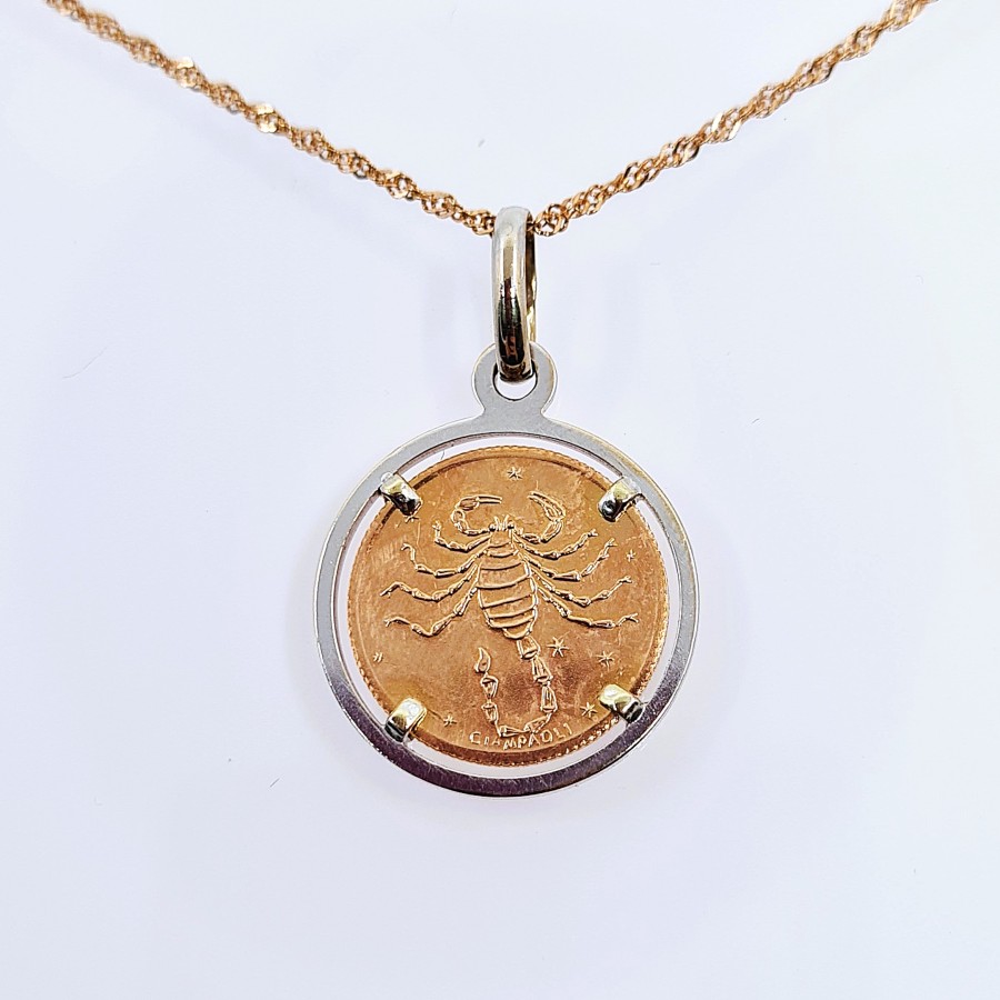 Double sided pendant zodiac sign of Scorpio