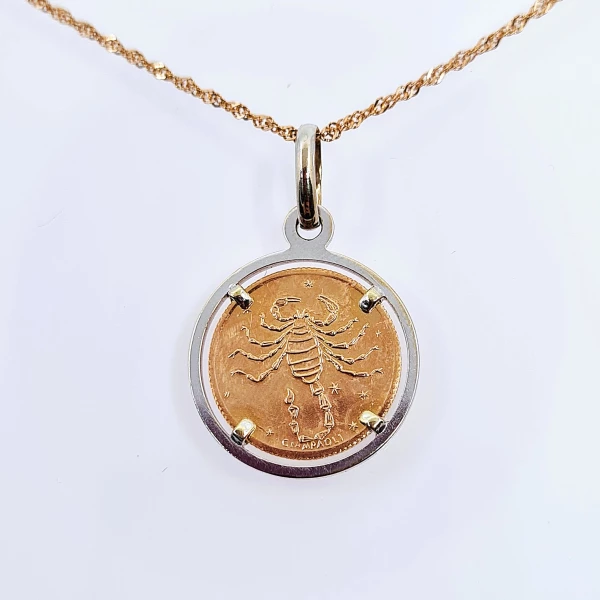 Double sided pendant zodiac sign of Scorpio