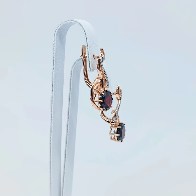 Auksiniai auskarai su granato ir cirkonio akmenimis 0004 2