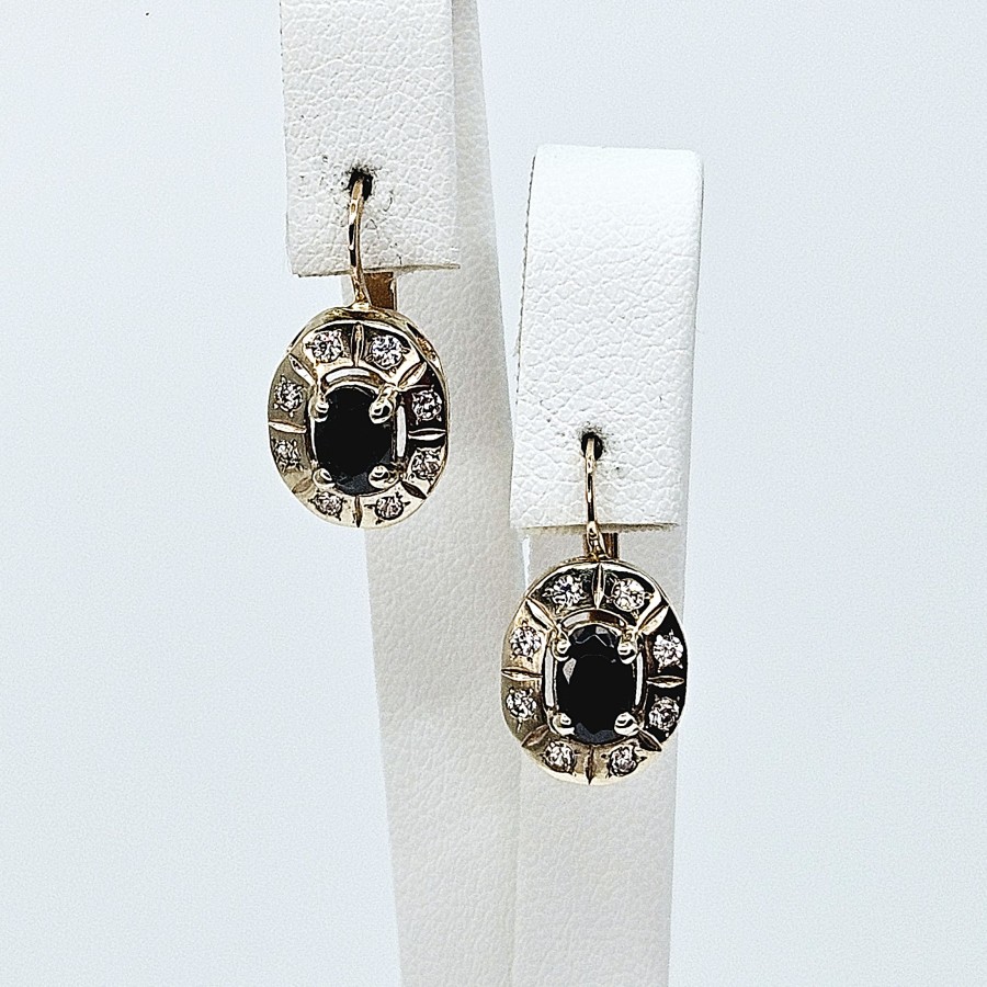 Auksiniai auskarai su baltu auksu ir cirkonio akmenimis 0785
