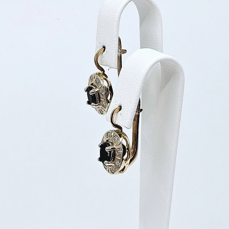 Auksiniai auskarai su baltu auksu ir cirkonio akmenimis 0785 2