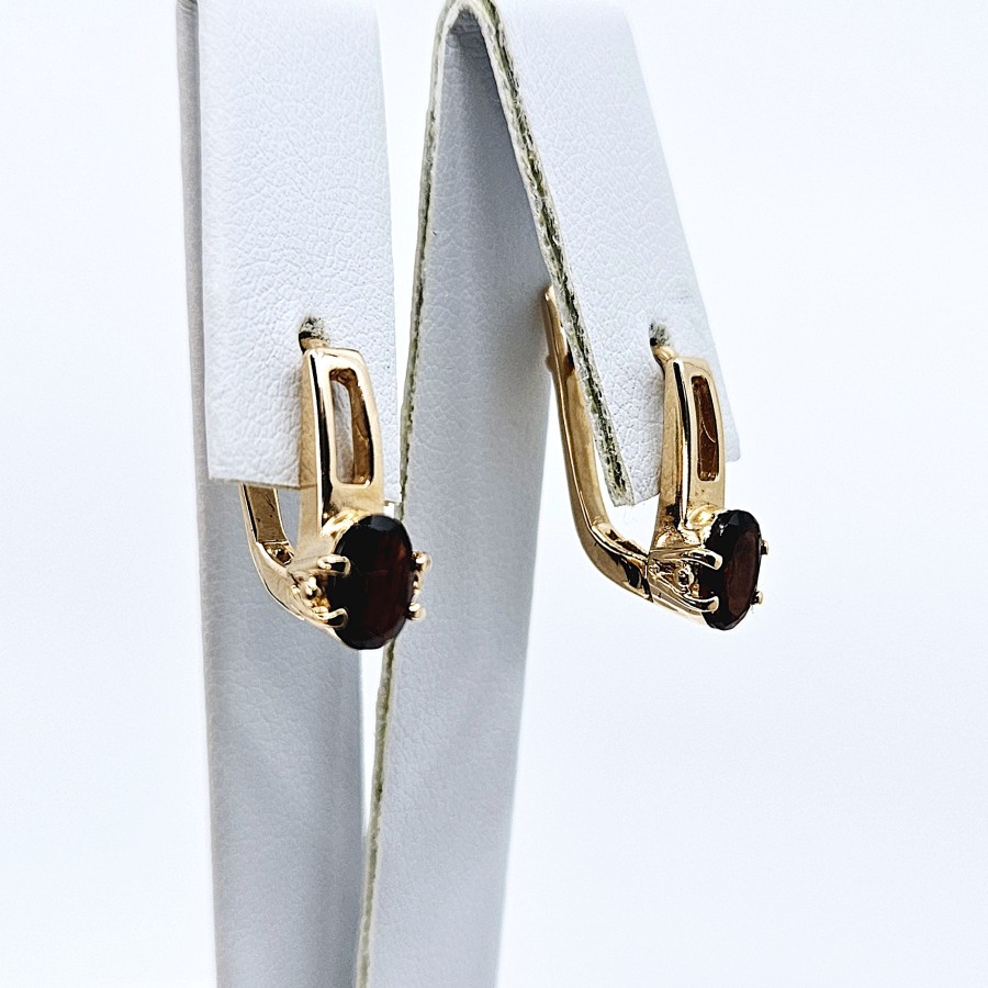 Auksiniai auskarai su granato akmenimis 0798
