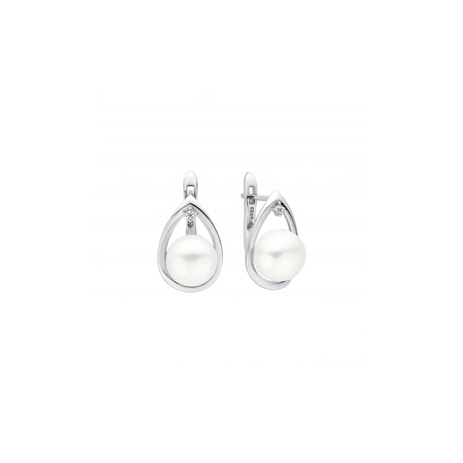 Sidabriniai auskarai su perlais ir cirkonio akmenimis